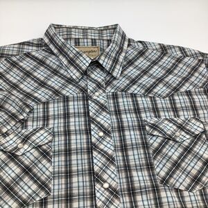Wrangler Mens Long Sleeve Pearl Snap Shirt Plaid‎ Size 3XL